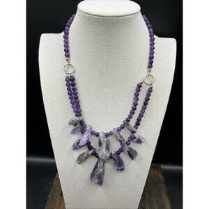 Barse Exclusive Amethyst Shard Necklace-Sterling Silver- NWT